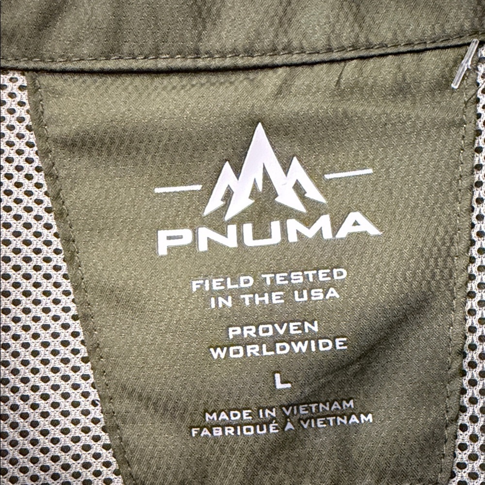 Pnuma Outdoors Dark Olive Mens L Short Sleeve Shirt UPF 30+ Outdoors - Picture 2 of 13